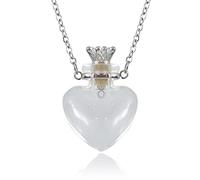 Poystng Collana lunga Bottiglia diffusore olio essenziale acqua in vetro trasparente Ciondolo in naturale per donne Collane olio essenziale per ragazza da donna