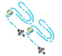 Poystng Collana rosario per bambini multifunzionale da 2 con pendente a forma croce e perline acriliche colorate per la crescita spirituale Pendente a forma croce cattolica per bambini