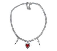 Poystng Elegante collana gotica con cuore d ' amore e spada, nera o | Ciondolo a catena in acciaio inossidabile, gioielli per collo, leggero per amanti della unisex, regali