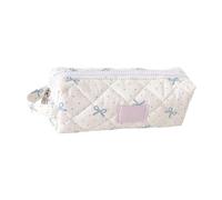 Poystng Organizer con astuccio per matite a tre scomparti, White | Custodia trapuntata con cerniera e passante laterale per riporre i viaggi da viaggio sulla scrivania della scuola