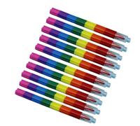 Poystng Penne a pastello da colorare per i compiti | Confezione da 10 materiali impilabili in 7 tonalità con forma geometrica della penna, tappi trasparenti, guscio