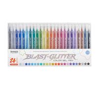 Poystng Set penne gel per scrittura glitterate, 24 colors | Penne colorate lisce da 1, 0 mm per, pagine agenda, scritte creative, punti salienti dello studio,