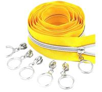 Poyuad 5# 2 Metri 4 cursori Denti cursore Argento Oro Bobina di Nylon di Grandi Dimensioni, Adatta per Tessili per la casa Accessori per Cucire Fai da Te,Argento Oro,200 cm