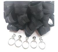 Poyuad 5# 2 Metri con estrattore per Cerniera Cerniera in Resina Abbigliamento Zaino Cerniera Accessori per la Riparazione della Guarnizione Cucito Fai da Te,Nero,200 cm