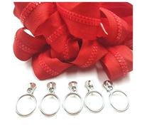 Poyuad 5# 2 Metri con estrattore per Cerniera Cerniera in Resina Abbigliamento Zaino Cerniera Accessori per la Riparazione della Guarnizione Cucito Fai da Te,Rosso,200 cm
