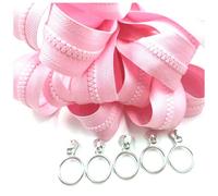 Poyuad 5# 2 Metri con estrattore per Cerniera Cerniera in Resina Abbigliamento Zaino Cerniera Accessori per la Riparazione della Guarnizione Cucito Fai da Te,Rosa,200 cm