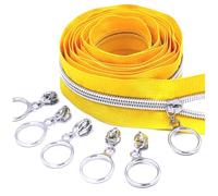Poyuad 5# 2 Metri Oro Argento cursore Denti Bobina di Nylon Fai da Te Cucito a casa Cerniera, Accessori per la Riparazione di Tessuti per la casa,Argento Oro,200 cm