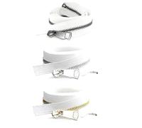 Poyuad 5# 20/30/40/50/60/70/80cm Apertura Colorata Chiusura Automatica Chiusura Lampo in Metallo Accessori tascabili per Abbigliamento Fatti a Mano Fai-da-Te,Bianco