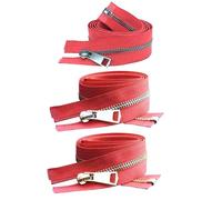 Poyuad 5# 20/30/40/50/60/70/80cm Apertura Colorata Chiusura Automatica Chiusura Lampo in Metallo Accessori tascabili per Abbigliamento Fatti a Mano Fai-da-Te,Rosso