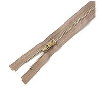 Poyuad 5# 3 Pezzi 40/50/60/70/80 cm Cerniera in Metallo, Denti in Bronzo, estremità Singola Aperta, Adatto per Giacche, Piumini,Cachi,70 cm