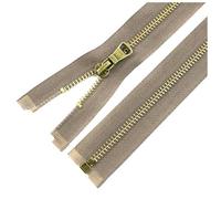 Poyuad 5#5 Pz 40/50/60/70/80 cm Bronzo Metallo Cerniera Cucito Giacca Cerniera Abbigliamento Accessori di Ricambio,Cachi,5 Pezzi, 70 cm