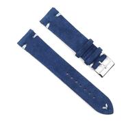 Poyuad Cinturino unisex in pelle scamosciata con fibbia ad ardiglione, stile vintage, 18 mm-24 mm, lunghezza 20 cm, parti intercambiabili,Linea blu reale-bianca,18 millimetri