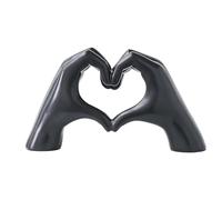 Pozbee Scultura a forma di cuore nera, statua con gesto del cuore, decorazione da tavolo per la casa, statuetta a forma di cuore, supporto per braccialetto dell'amicizia nero (nero)