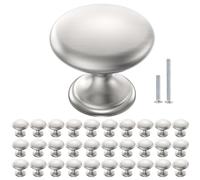 POZEAN Cabinet Knobs Brushed Nickel 30 Pack Cabinet Handles Drawer Knobs Solid Knobs Silver with Screws for Dresser Drawer Cabinet Cupboard - Modern Kitchen, Bedroom and Bathroom Hardware
