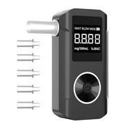 Pozxiol Etilometro Portatile Certificato, Alcol Test con Display Digitale LCD, Etilometro Professionale con Bocchini, Etilometro Portatile Ideale per Uso Domestico Feste e Personale