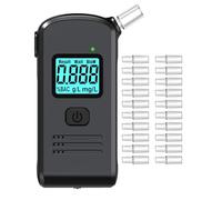 Pozxiol Etilometro Portatile Certificato，Apparecchio per la Prova di Alta Precisione dell’Alcol 20 Bocchini per Test Alcolemico Respiratorio Etilometro Portatile， per Uso Domestico e per Feste