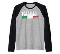 POZZALLO City Italia Vintage Bandiera Italia per Gli Amanti dei Viaggi Maglia con Maniche Raglan
