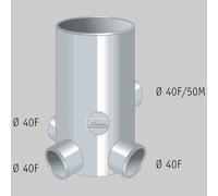 POZZETTO A PAVIMENTO 4 VIE ALTO 100-40 Tubi Raccordi Pvc Me Nicoll