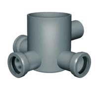 Pozzetto a pavimento basso 3 uscite 40mm/1 uscita 40mm