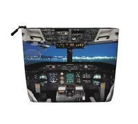 Pozzetto dell'aeroplano impermeabile di grande capacità con cerniera viaggio di lavoro viaggio casa multifunzionale borsa per il trucco borsa portamonete, Nero , Taglia unica