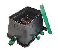 Pozzetto per elettrovalvole PROFI a 6 zone - 6 x Elettrovalvole Hunter PGV 24V AC - 4 uscite e 1 ingresso - in iltro a rete - Premontato - Collettore PE per irrigazione (6 valvole)