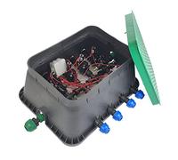 Pozzetto per elettrovalvole PROFI a 8 zone - 8 x Elettrovalvole Hunter PGV 24V AC - 8 uscite e 1 ingresso - in iltro a rete - Premontato - Collettore PE per irrigazione (8 valvole)
