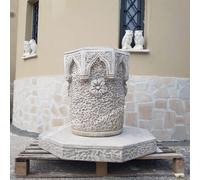 POZZO ORNAMENTALE ARREDAMENTO DA GIARDINO PER ESTERNO IN CEMENTO MARMO H 82 CM