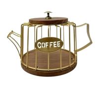 pp supm Porta cialde con coperchio, grande capacità K Cup Holder con base in legno, cestino portaoggetti per caffè in filo metallico per piano di lavoro della cucina, organizer per bar