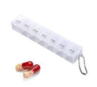 Pp Transparent - 15x3x2 Cm 7 Day Pill Box | Portable Weekly Medication Organizer | Moisture Proof Rectangular Compartment Case | Mini Travel Pill Container