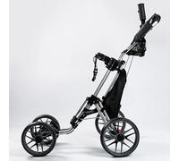PP-Vic Carrello da Golf Pieghevole A 4 Ruote con Sedile, Carrello in Alluminio Leggero con Freno A Pedale, Portaombrello E Sedile Regolabili, Manubrio Regolabile in Altezza in 4 Posizioni,Grigio