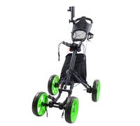 PP-Vic Carrello da Golf Pieghevole A 4 Ruote con Sedile, Carrello in Alluminio Leggero con Freno A Pedale, Portaombrello E Sedile Regolabili, Manubrio Regolabile in Altezza in 4 Posizioni,Verde