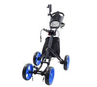 PP-Vic Carrello da Golf Pieghevole A 4 Ruote con Sedile, Carrello in Alluminio Leggero con Freno A Pedale, Portaombrello E Sedile Regolabili, Manubrio Regolabile in Altezza in 4 Posizioni,Blu
