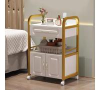 PP-Vic Carrello Da Parrucchiere Con Mobiletto, Carrello Portaoggetti Per Ciglia Artistiche, Carrello Multifunzionale Per Saloni Di Bellezza Adatto A Saloni Di Bellezza, Centri Estetici,Gold 01