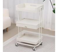 PP-Vic Carrello Per Salone Di Bellezza A Tre Livelli,Scaffale Portaoggetti Per Estetista Con Cassetti,Struttura in Metallo Con 4 Ruote Universali,Stazione Di Stoccaggio Per Salone Bellezza,White 01