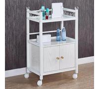 PP-Vic Carrello Per Salone Di Bellezza, Mobiletto in Legno Per Pallet Da Salone, Stazione Di Stoccaggio Mobile A Tre Livelli Per L'organizzazione Degli Utensili, Carrello Per Salone,White 02