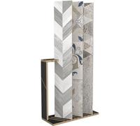 PP-Vic Espositore Per Piastrelle Da Pavimento Con 10 Scomparti Per Carte,Espositore Verticale Per Campioni Di Porcellana Da Pavimento,Espositore Piastrelle in Ceramica Con Tavola Di Legno,59x24x63cm