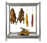 PP-Vic Griglia Per Arrostire in Acciaio Inossidabile Monostrato Per Salumi E Anatra,Moderno Stendino Per Carne Da Cucina,Stendino Per Maiale Con 10 Ganci, Accessori Per Utensili Da Cucina,Bb