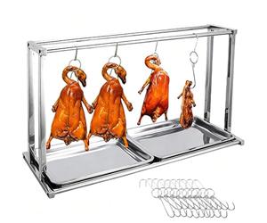 PP-Vic Griglia Per Barbecue, Scolapiatti Per Salsicce, Griglia Di Raffreddamento in Acciaio Inossidabile, Stendibiancheria Con Vassoio Antigoccia, Portautensili Da Cucina Verticale,85 * 32.5cm