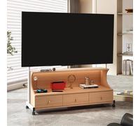 PP-Vic Mobile Porta TV in Stile Moderno Di Metà Secolo, in Legno Con Armadietti Portaoggetti, Mobile Porta TV Con Cornice, Mobile Porta TV Con Ruote, Mobile Porta TV Con Console,A 50 to 85 inch