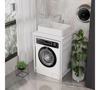 PP-Vic Mobile Portaoggetti Multifunzionale Per Lavabo, Supporto Per Lavatrice Per Carichi Pesanti Con Scaffali Aperti, Lavandino Moderno Per Piccolo Bagno, Adatto Per Lavanderia,White aa