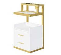 PP-Vic Mobiletto Da Salone Con Cassetti,Mobiletto Da Parrucchiere Sospeso,Tavolo Da Salone Per Postazione Da Salone - Con 2 Cassetti E Porta Asciugacapelli,Mobiletto Portaoggetti Per Stilista,Bianca