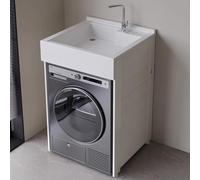 PP-Vic Mobiletto Porta Lavatrice Due in Uno, Robusto Scaffale Verticale Porta Lavatrice Sopra Il Mobiletto Del Bagno, Consente Di Risparmiare Spazio Per Lavatrice E Mobiletto,B 66 * 65cm