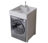 PP-Vic Mobiletto Porta Lavatrice Due in Uno, Robusto Scaffale Verticale Porta Lavatrice Sopra Il Mobiletto Del Bagno, Consente Di Risparmiare Spazio Per Lavatrice E Mobiletto,A 70 * 70cm