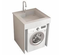 PP-Vic Moderno Mobile Lavello Multifunzionale Integrato, Portaoggetti Verticale Per Lavatrice Per Carichi Pesanti, Mobile Da Bagno Con Rubinetto Sopra Il Piano Di Lavoro,B 66 * 60cm