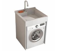 PP-Vic Moderno Mobile Lavello Multifunzionale Integrato, Portaoggetti Verticale Per Lavatrice Per Carichi Pesanti, Mobile Da Bagno Con Rubinetto Sopra Il Piano Di Lavoro,A 66 * 65cm