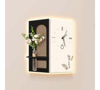 PP-Vic Orologio Da Parete Con Effetti Visivi 3D Con Piccola Mensola Sospesa, Decorazioni Da Parete Per Esporre Piccoli Ornamenti, Applique Ad Angolo Illuminato A LED,01m