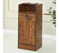 PP-Vic Postazione Da Barbiere Con Serratura A Chiave, Mobiletto Portaoggetti Per Salone Con 2 Porta Asciugacapelli, Portaoggetti Aperto Per Attrezzature Moderne Per Centri Estetici E Spa,Marrone