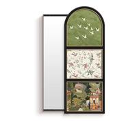 PP-Vic Specchio Scorrevole A Parete, Scultura da Parete E Specchio Due in Uno, Specchio A Figura Intera Nascosto in Stile Rustico, Decorazione Murale Adatta,Decorazione Generale,BB/Right