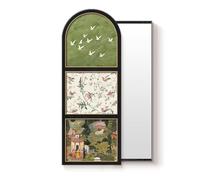 PP-Vic Specchio Scorrevole A Parete, Scultura da Parete E Specchio Due in Uno, Specchio A Figura Intera Nascosto in Stile Rustico, Decorazione Murale Adatta,Decorazione Generale,BB/Left