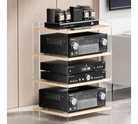 PP-Vic Supporto Multimediale AV in Acrilico Trasparente, Torre Audio Con Ripiani Regolabili, Supporto Per Rack Amplificatore Per Ufficio/Studio/Home Theater, Mobiletto Per,B 40x52.2x79.4cm